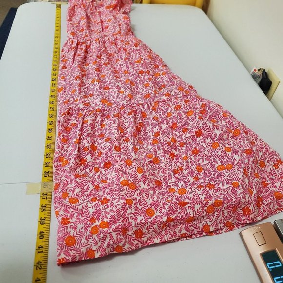 J Crew Womens Floral Tiered Midi Dress Size 4 Pink Sleeveless A Line Pockets - Picture 9 of 13